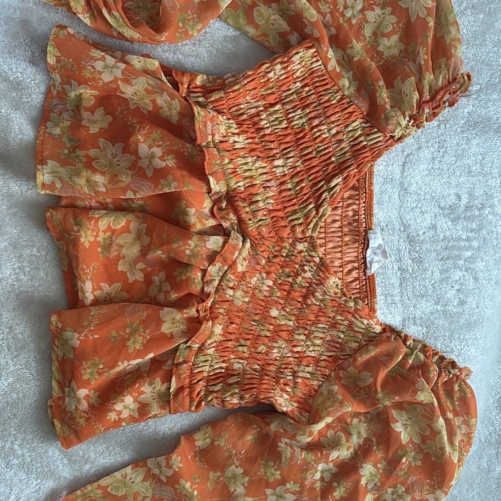 Peach Love California Orange Floral Blouse